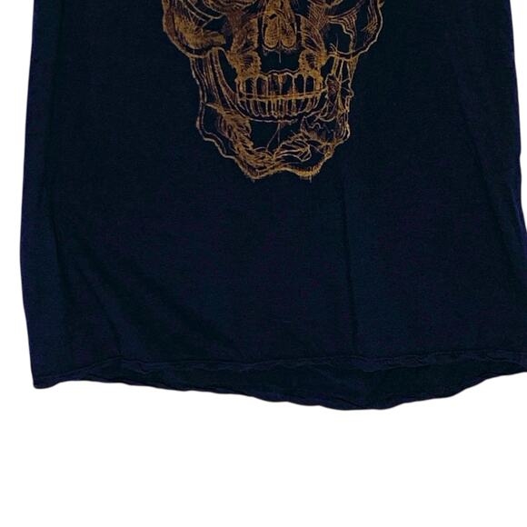 ZADIG & VOLTAIRE M Navy Gold Skull T Shirt Short Sleeve Round Neck Cotton Blend - Picture 5 of 9